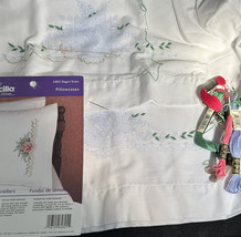 Bucilla Elegant Roses Pillowcases Cross Stitch Kit Partially Done w/ flo... - $13.86