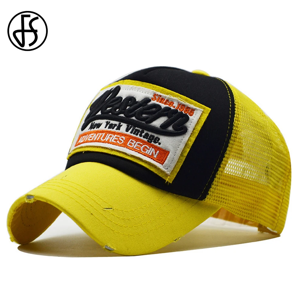 En yellow mesh trucker hats for men summer women baseball cap breathable outdoor sports thumb200