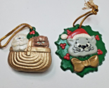Vintage Handpainted Cats Kittens Christmas Ornaments 1980s Handcrafted - $11.83