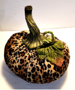 Decorative Halloween Pumpkin Stuffed Velvet Leopard Animal Print Fall De... - £14.14 GBP