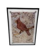 Karen Shand Red Cardinal Original Batik Art Fabric Painting Wall Art Sig... - £62.84 GBP