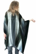 DARK GREEN BABY ALPACA WOOL HANDMADE UNISEX PONCHO SWEATER PULLOVER ALL ... - £55.39 GBP