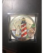 Vintage Joan Baker Handpainted Stained Glass Paperweight Lighthouse Sail... - $338.47 MXN