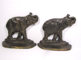 Vintage Pair Cast Iron Elephant Bookends Door Stoppers Trunks Up Good Lu... - £31.06 GBP
