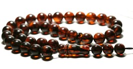 Tasbih Amber Islamic Prayer 33  Genuine Amber Misbaha Turkish Kehribar  pressed - £94.96 GBP