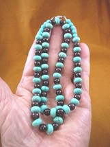 (v326-111) 18&quot; long Chinese turquoise + dark red Garnet bead gemstone Necklace - £52.11 GBP