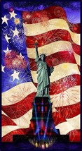 24&quot; X 44&quot; Panel Patriotic USA Lady of Liberty &amp; Flag Cotton Fabric Panel D302.64 - £20.29 GBP