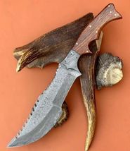 HANDMADE DAMASCUS STEEL TRACKER KNIFE HUNTING SURVIVAL FIXED BLADE BUSHC... - $39.59