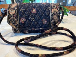 Vera Bradley Vintage Crossbody Organizer Black Walnut Wallet with Strap ... - $32.00
