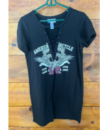 American Motorcycle Shirt/ Dress Criss Cross Front Black Small Womens Ju... - $13.97