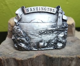 Bergamot Brass Works Belt Buckle Washington State Lighthouse Beach VTG U... - $36.44