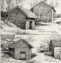 1974 Early Barns Print Farm Agriculture History Ohio NJ Pennsylvania 10.75x9.25&quot; - £22.31 GBP