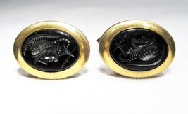 Vintage Correct Quality Cuff Links Intaglio Etruscan Soldier Gold Filled C2067 - £14.62 GBP