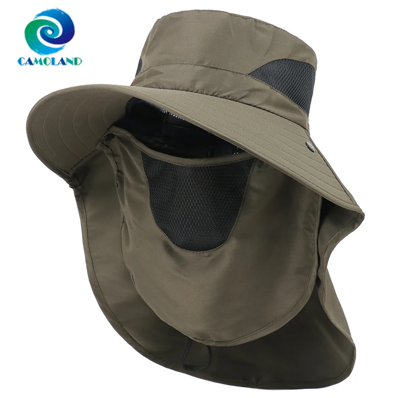 10cm Wide Brim Men UV Protection Hiking Fishing Caps Women UPF50+ Face - £16.69 GBP