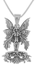 Jewelry Trends Peace Fairy Sterling Silver Pendant Necklace 18&quot; by Amy Brown - £49.45 GBP