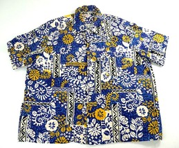 Barefoot In Paradise Vintage Blue Hawaiian Floral Aloha Shirt Mens Size X Large - £31.69 GBP