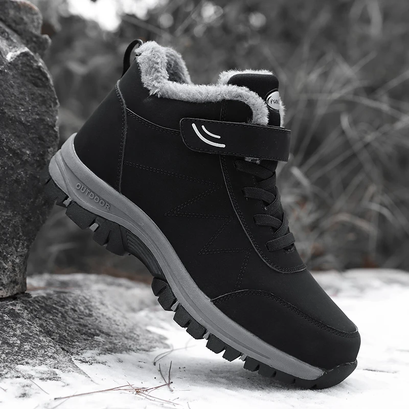 Winter Women Men Boots Plush Leather Waterproof Sneakers Climbing Shoes ... - $44.99