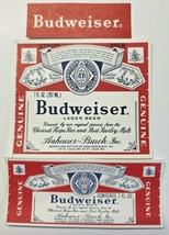 1970&#39;s Budweiser King of Beers St. Louis Lg &amp; Sm 7oz Bottle Neck Labels Lot of 3 - £7.06 GBP