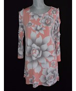 Bob Mackie Blouse Shirt Scoop Neck Flower Print Tunic Sleeve Cut Out Det... - $27.99