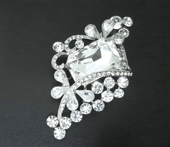 2 pcs Faceted Glass with Clear White Rhinestone Brooch Pin B289 - £12.02 GBP