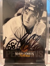 Mario Lemieux Autographed Collection  Penguins 1993-94 Leaf Hockey Card - £110.17 GBP