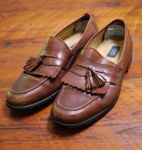 CHAPS Brown Leather Tassel Comfort Dress Mens Moccasin Toe Loafers 9M 42.5 - £23.58 GBP