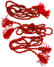 3 Red &amp; Gold Twisted Cord Curtain Drapery Tie-Backs with Tassels 104&quot; lo... - $29.02