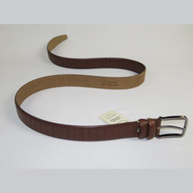 Men Brown Genuine Leather Belt PIERO ROSSI Turkey Soft Full Grain #Brown line image 6