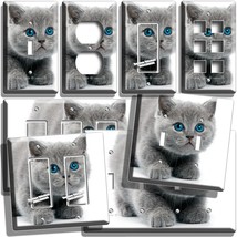 Cute Blue Eyes British Shorthair Kitty Cat Kitten Light Switch Wall Plate Outlet - £14.37 GBP+