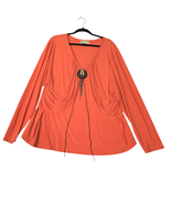 Seventh Ave Womens 3x Blouse Orange Stretch Top Beads Autumn Slinky Hipp... - $13.22