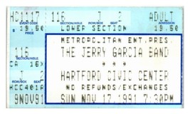 Jerry Garcia Fascia Concerto Ticket Stub Novembre 17 1991 Hartford Connecticut - £39.68 GBP