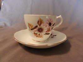 Vintage Regency China White Coffee Cup &amp; Saucer Daisies with Gold Trim - $30.00