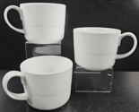 (3) Crate &amp; Barrel Hue White Mugs Set Aaron Probyn Embossed Coffee Tea C... - £37.67 GBP