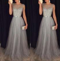 Imcute Elegant Dress for Women  Evening Party Mesh Sleeveless High Waist Sequins - £14.12 GBP+