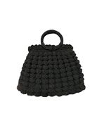 Vintage Black Crocheted Popcorn Stitch Handbag Small Purse Mid Century Used - $461.17 MXN