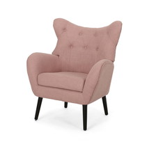Ismael Fabric Accent Chair, Dusty Rose, Dark Brown - £249.53 GBP