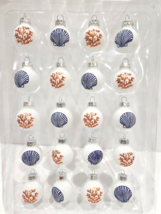 Christmas MINI Coastal Seashells Coral Clam Glass Ornaments 1&quot; Set of 20 - £21.70 GBP