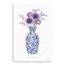 HomeRoots 399088 36 x 24 in. Blue &amp; White Life Floral Vase Canvas Wall Art - $170.84