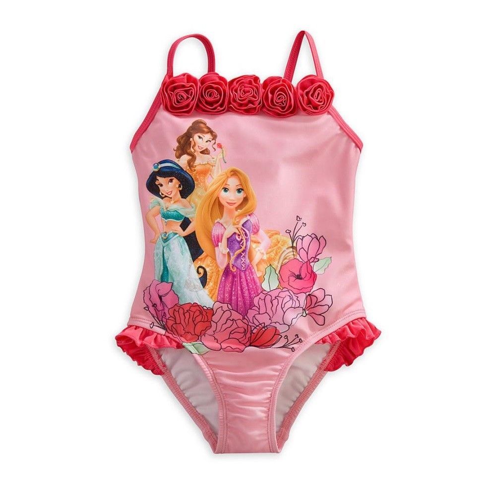 Disney Store Girls Princess Jasmine, Belle & Rapunzel Swimsuit, Pink - $19.00