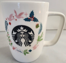 Starbucks Coffee Holiday Mug Cup Peace Dove Wreath Black Siren Logo 10 oz - £14.64 GBP