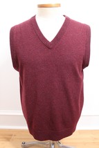 LL Bean M Maroon Red Lambswool V-Neck Knit Pullover Sweater Vest - $23.75
