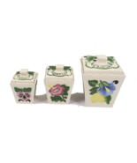 Vintage 60s Set of 3 Ceramic Flour Coffee Tea Canisters Set Containers F... - $108.85