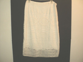 Chico&#39;s Lace Skirt Off-White Size 1 (S-M) Lined Below Knee Length - £30.85 GBP