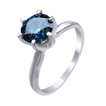 0.50 CT Solitaire Simulé Bleu Anneau Fiançailles Diamant 14K Plaqué or Blanc - £181.44 GBP