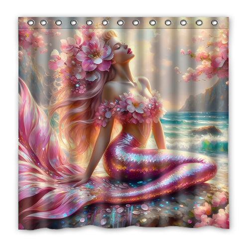Hot!!! The Little Mermaid Custom Waterproof Polyester Shower Curtain 4 Size Item image 5