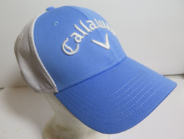 New Callaway 2017 Collection Hat White Light Bue Fitted Sz S/M Golf Cap Rare - $37.95