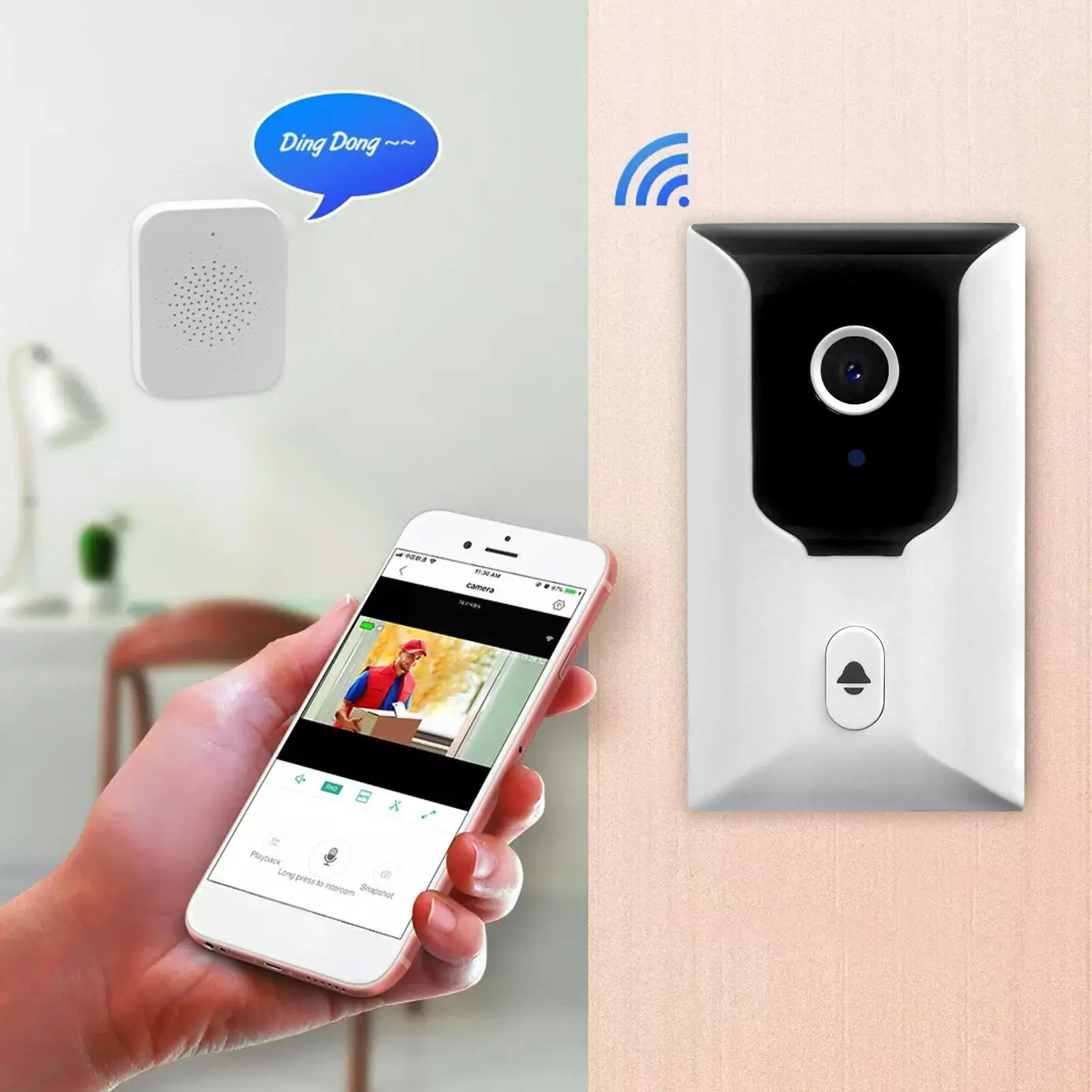 Sporting WIFI Doorbell Smart Home Wireless Phone Door Bell Camera Security Video - £35.88 GBP