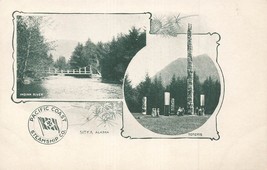 Sitka Alaska ~ Ponte Sopra Indiano Fiume + Totem ~ 1900s Pacific Nave a Vapore - £9.99 GBP