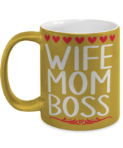 Wife, Mom, Boss, gold Coffee Mug, Coffee Cup metallic 11oz. Model 60044  - £19.65 GBP