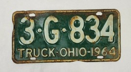1964 Ohio Truck License Plate 3 G 834 - $23.76